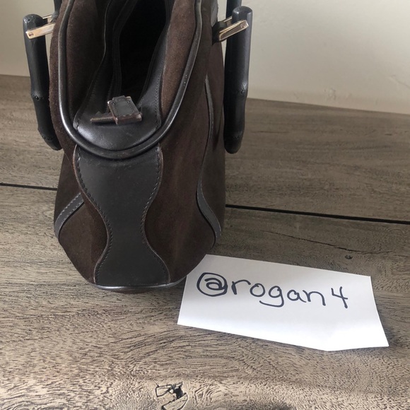 💯Gucci Suede Bamboo Top Handle Bag - Picture 12 of 16